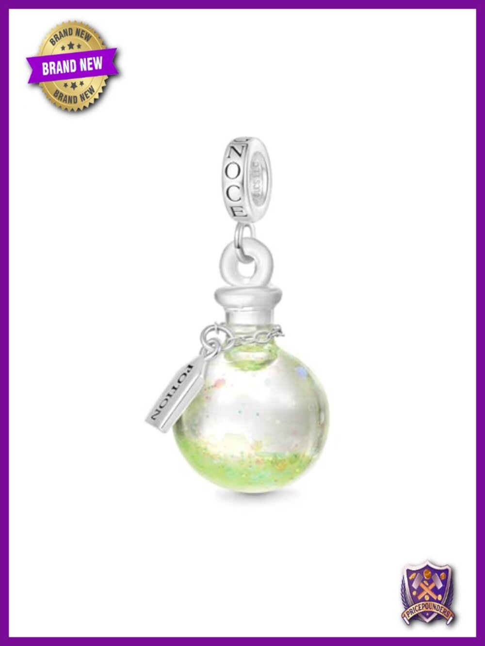 Sterling Silver Wicked Magic Potion Charm Dangle Bracelet Glow in Dark Licensed